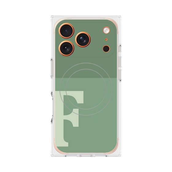 プレミアムスクエアケース with MagSafe［ オリジナル - initial two tone - F green ］