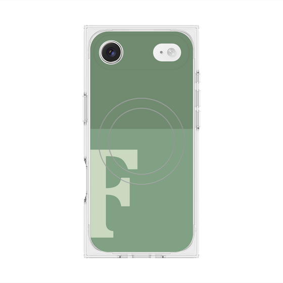 プレミアムスクエアケース with MagSafe［ オリジナル - initial two tone - F green ］