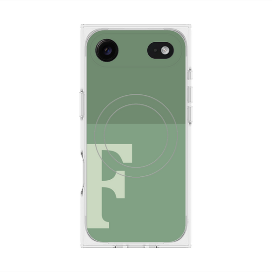 プレミアムスクエアケース with MagSafe［ オリジナル - initial two tone - F green ］