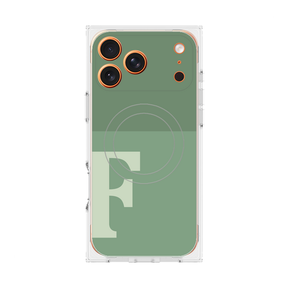 プレミアムスクエアケース with MagSafe［ オリジナル - initial two tone - F green ］