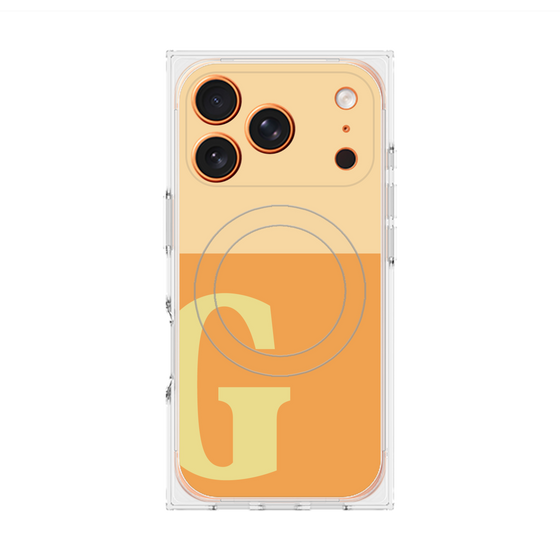 プレミアムスクエアケース with MagSafe［ オリジナル - initial two tone - G orange ］