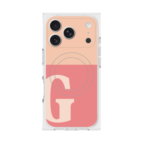 プレミアムスクエアケース with MagSafe［ オリジナル - initial two tone - G pink ］