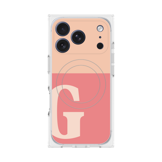プレミアムスクエアケース with MagSafe［ オリジナル - initial two tone - G pink ］