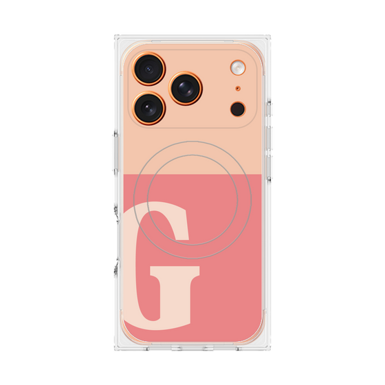 プレミアムスクエアケース with MagSafe［ オリジナル - initial two tone - G pink ］