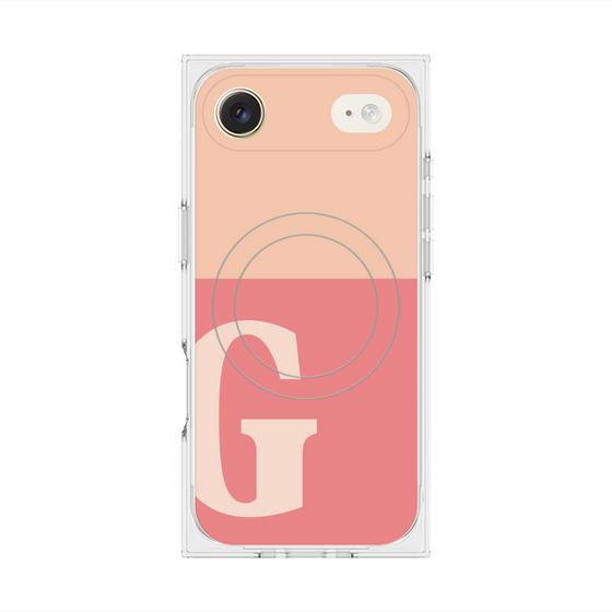 プレミアムスクエアケース with MagSafe［ オリジナル - initial two tone - G pink ］