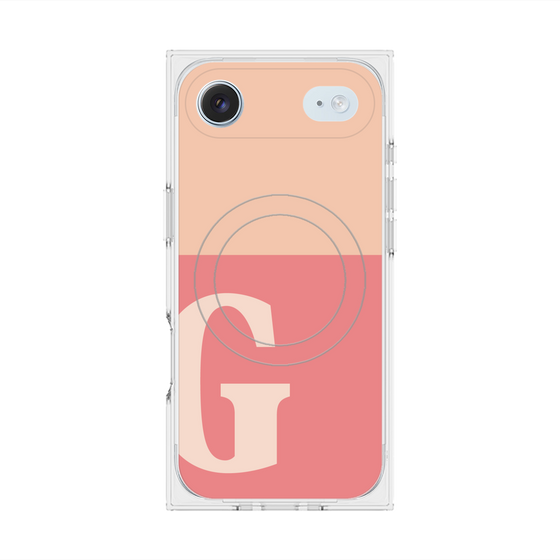 プレミアムスクエアケース with MagSafe［ オリジナル - initial two tone - G pink ］