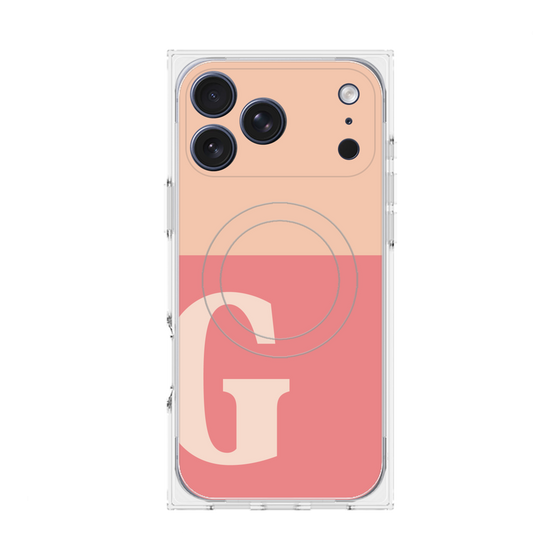 プレミアムスクエアケース with MagSafe［ オリジナル - initial two tone - G pink ］