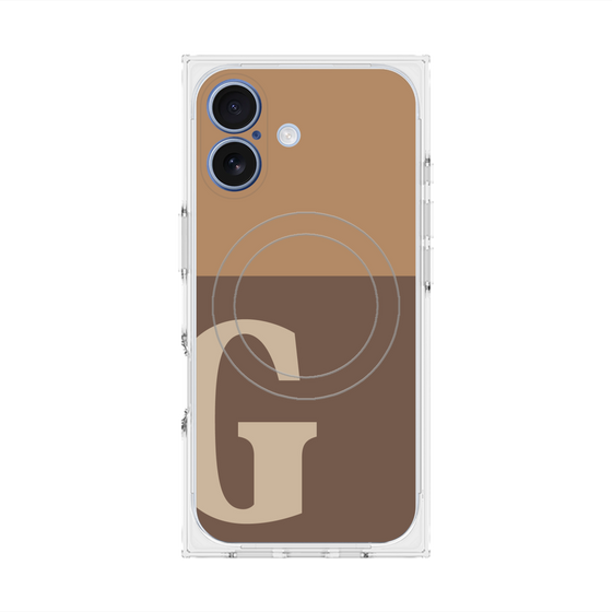 プレミアムスクエアケース with MagSafe［ オリジナル - initial two tone - G brown ］
