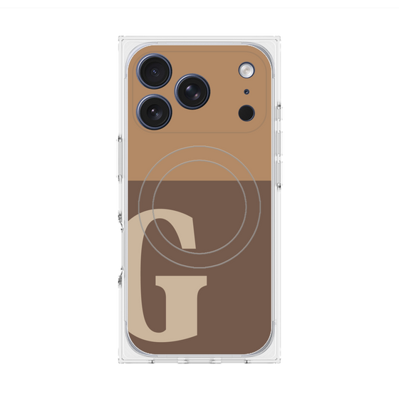 プレミアムスクエアケース with MagSafe［ オリジナル - initial two tone - G brown ］