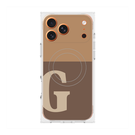プレミアムスクエアケース with MagSafe［ オリジナル - initial two tone - G brown ］