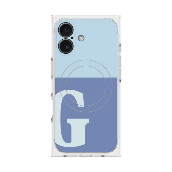プレミアムスクエアケース with MagSafe［ オリジナル - initial two tone - G blue ］