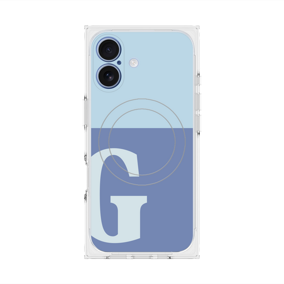 プレミアムスクエアケース with MagSafe［ オリジナル - initial two tone - G blue ］