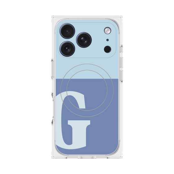 プレミアムスクエアケース with MagSafe［ オリジナル - initial two tone - G blue ］