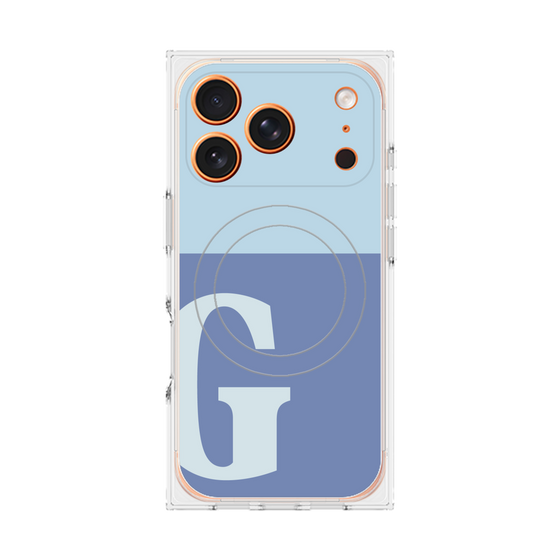 プレミアムスクエアケース with MagSafe［ オリジナル - initial two tone - G blue ］