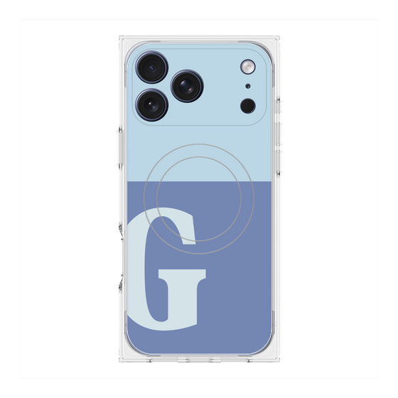 プレミアムスクエアケース with MagSafe［ オリジナル - initial two tone - G blue ］