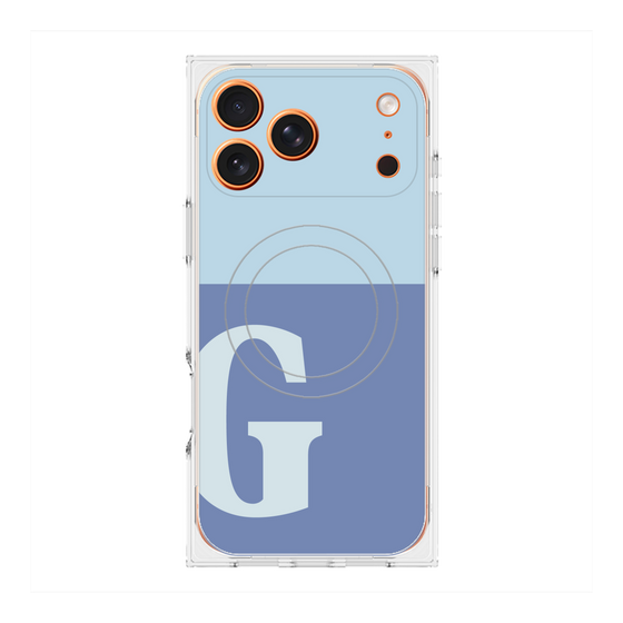 プレミアムスクエアケース with MagSafe［ オリジナル - initial two tone - G blue ］