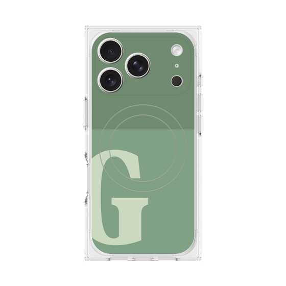 プレミアムスクエアケース with MagSafe［ オリジナル - initial two tone - G green ］