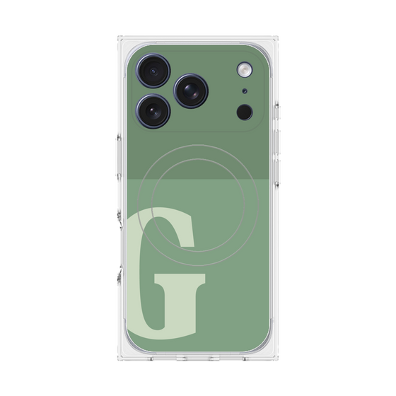 プレミアムスクエアケース with MagSafe［ オリジナル - initial two tone - G green ］