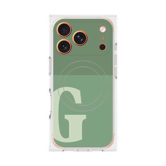 プレミアムスクエアケース with MagSafe［ オリジナル - initial two tone - G green ］