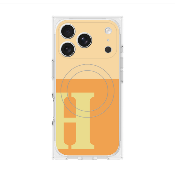 プレミアムスクエアケース with MagSafe［ オリジナル - initial two tone - H orange ］