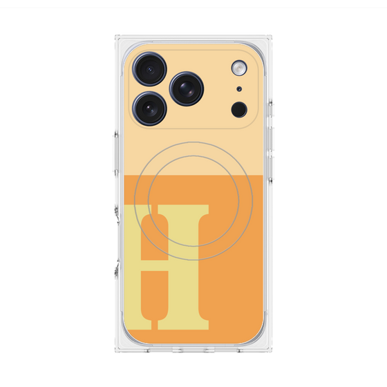 プレミアムスクエアケース with MagSafe［ オリジナル - initial two tone - H orange ］