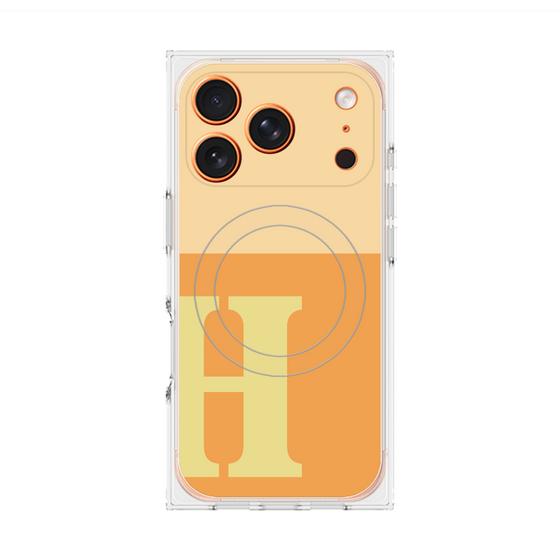 プレミアムスクエアケース with MagSafe［ オリジナル - initial two tone - H orange ］