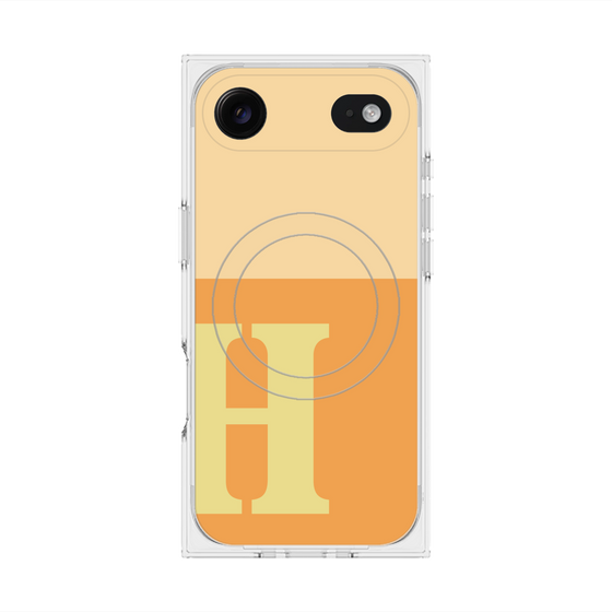 プレミアムスクエアケース with MagSafe［ オリジナル - initial two tone - H orange ］