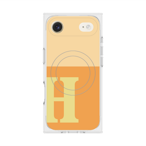 プレミアムスクエアケース with MagSafe［ オリジナル - initial two tone - H orange ］