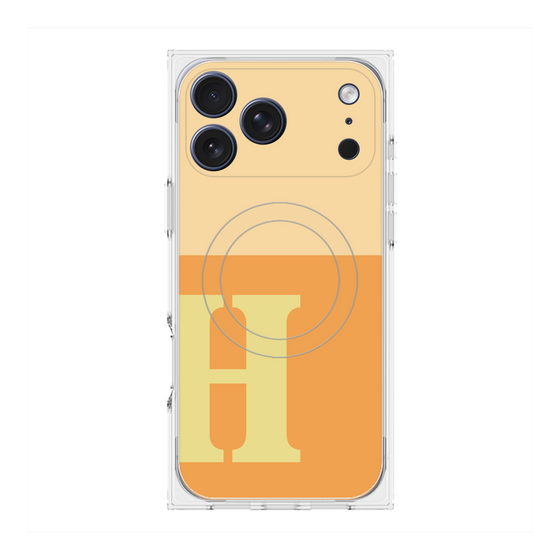 プレミアムスクエアケース with MagSafe［ オリジナル - initial two tone - H orange ］