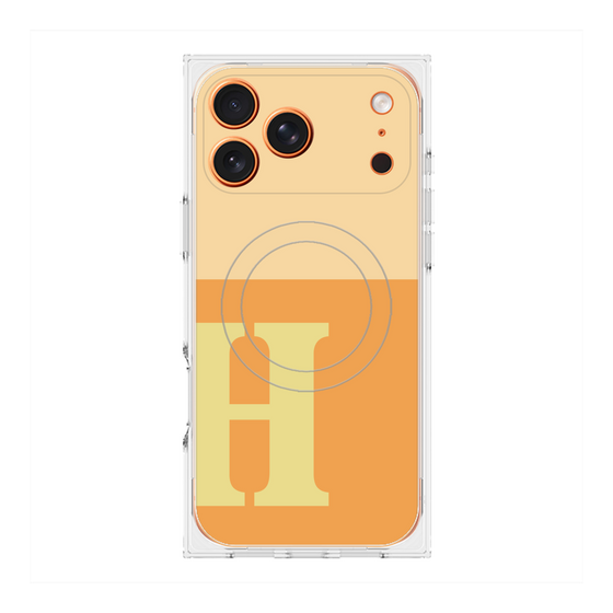 プレミアムスクエアケース with MagSafe［ オリジナル - initial two tone - H orange ］