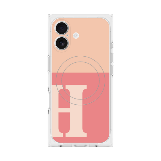 プレミアムスクエアケース with MagSafe［ オリジナル - initial two tone - H pink ］