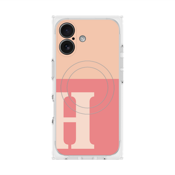 プレミアムスクエアケース with MagSafe［ オリジナル - initial two tone - H pink ］