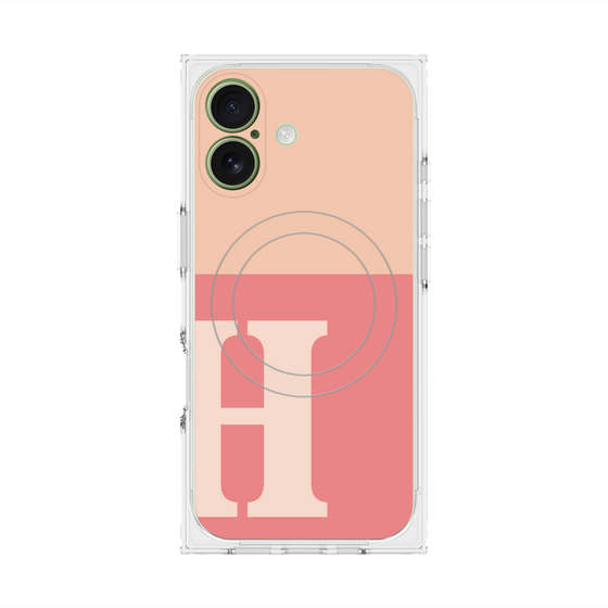 プレミアムスクエアケース with MagSafe［ オリジナル - initial two tone - H pink ］