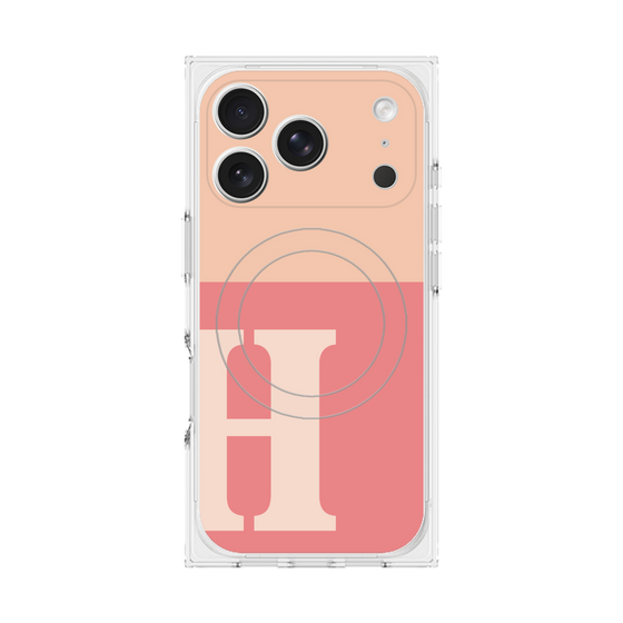 プレミアムスクエアケース with MagSafe［ オリジナル - initial two tone - H pink ］