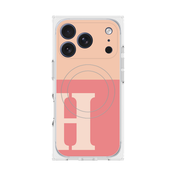 プレミアムスクエアケース with MagSafe［ オリジナル - initial two tone - H pink ］