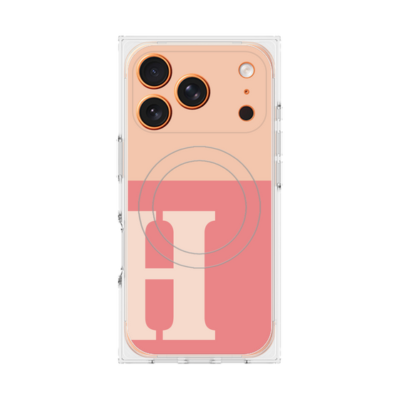 プレミアムスクエアケース with MagSafe［ オリジナル - initial two tone - H pink ］