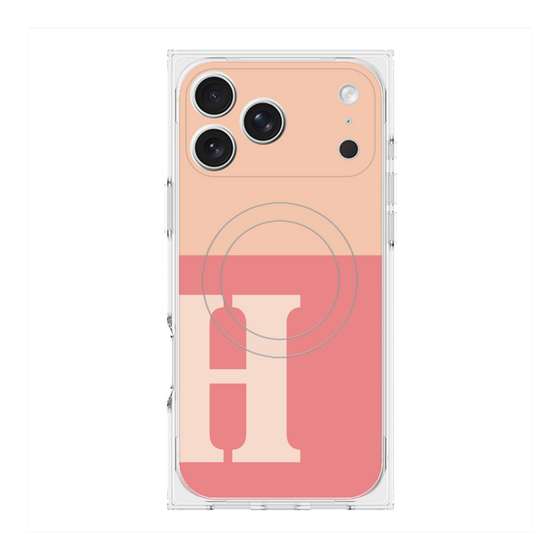 プレミアムスクエアケース with MagSafe［ オリジナル - initial two tone - H pink ］