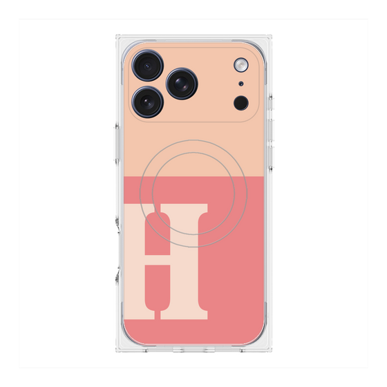 プレミアムスクエアケース with MagSafe［ オリジナル - initial two tone - H pink ］