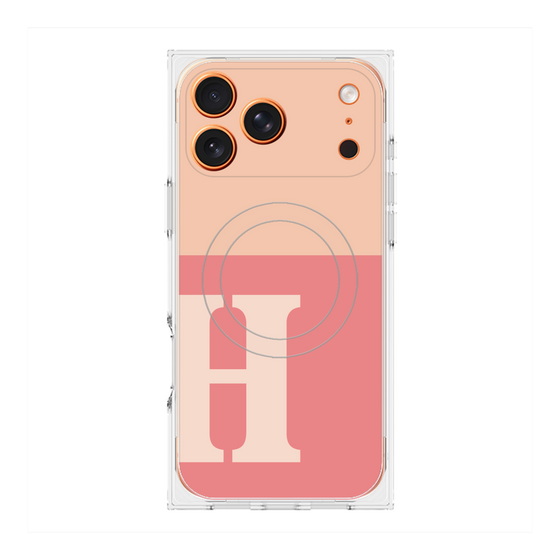 プレミアムスクエアケース with MagSafe［ オリジナル - initial two tone - H pink ］