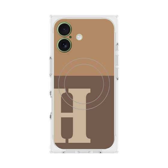 プレミアムスクエアケース with MagSafe［ オリジナル - initial two tone - H brown ］