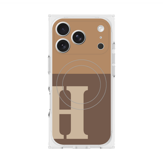 プレミアムスクエアケース with MagSafe［ オリジナル - initial two tone - H brown ］