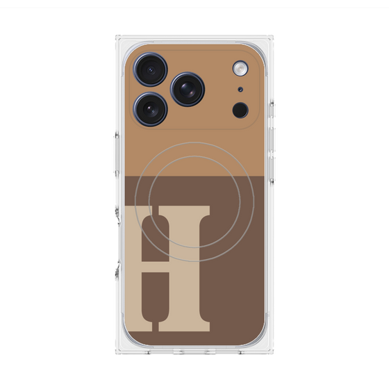 プレミアムスクエアケース with MagSafe［ オリジナル - initial two tone - H brown ］
