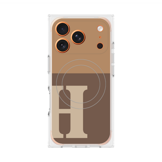 プレミアムスクエアケース with MagSafe［ オリジナル - initial two tone - H brown ］