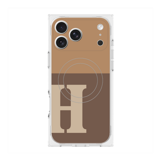 プレミアムスクエアケース with MagSafe［ オリジナル - initial two tone - H brown ］