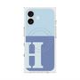 プレミアムスクエアケース with MagSafe［ オリジナル - initial two tone - H blue ］