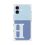 プレミアムスクエアケース with MagSafe［ オリジナル - initial two tone - H blue ］
