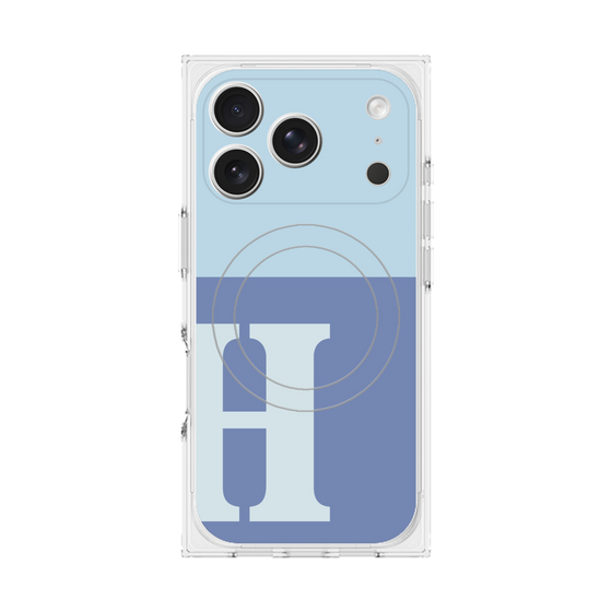 プレミアムスクエアケース with MagSafe［ オリジナル - initial two tone - H blue ］