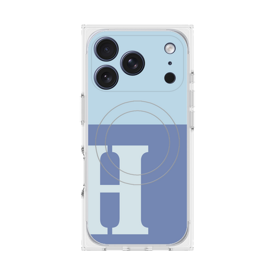 プレミアムスクエアケース with MagSafe［ オリジナル - initial two tone - H blue ］