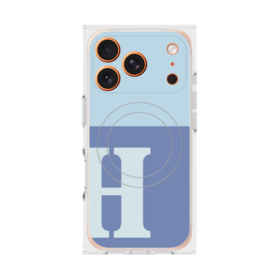プレミアムスクエアケース with MagSafe［ オリジナル - initial two tone - H blue ］