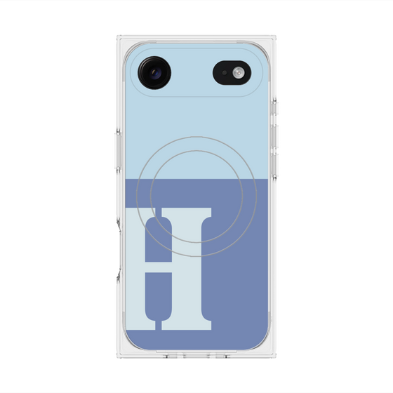 プレミアムスクエアケース with MagSafe［ オリジナル - initial two tone - H blue ］